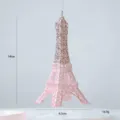 Pink glitter acrylic Eiffel Tower Christmas tree hanging ornament holiday decor 14cm - Pink Tower