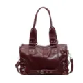 Bordeaux retro motor Boston tas, stijlvolle PU lederen schoudertas voor dames online. - Rood