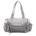 Grijze PU lederen multi-pocket schouder crossbody tote tas voor dames dagelijks. - Grijs