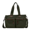 Groene corduroy shopper tas met vele vakken en schouderband, ruime casual handtas dagelijks. - Groen / Eén maat
