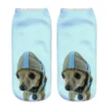 Calzini alla caviglia stampati in 3D con motivo di cane carino adulto casual corti blu - Taglia unica / A328