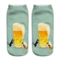 Simpatiche calze corte con stampa 3D di birra e gatti, calzini stile cartone animato divertenti. - Taglia unica / Stile Gatto Birra (A418)