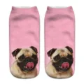 Simpatiche calze corte con stampa di cane carino 3D per adulti, calzini rosa casual. - Taglia unica / A329