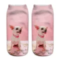Vista dettagliata di calzini corti rosa stampati in 3d con cagnolino carino per tutti i giorni. - Taglia unica / A330