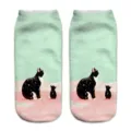 Calzini corti con stampa gatto carino per donna e uomo, calze casual stampate in 3D. - Taglia unica / Stile Gatti Grandi e Piccoli (A420)