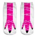 Simpatiche calze corte bianche con stampa digitale 3D di zampa di animale per uomo e donna. - Con Imballaggio / A666-Zampa Rosa Base Bianca