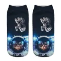 Calzini Corti Stampati Gatto Spazio 3D Unisex Novità Calze alla Caviglia Divertenti - Taglia unica / A090