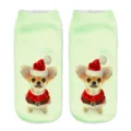 Christmas dog 3D print ankle socks for adults, cute green novelty socks, soft and comfy. - One Size / A333