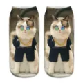 Funny 3D cat print ankle socks for men and women, novelty short boat socks with cool design. - One Size / A091