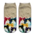 Colorful oil painting cat print short socks, cute 3D cartoon animal ankle socks for women. - One Size / A395