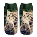Cute 3D cat print ankle socks for men and women, funny cartoon breathable daily wear socks. - One Size / A095