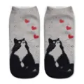 Calzini caviglia gatto carino stampa digitale 3D calzini corti donna cotone casual di alta qualità - Taglia unica / A236