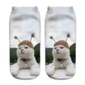Cute 3D cat print ankle socks for women, soft breathable fabric, fun daily wear accessory. - A237