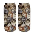 3D Cat Print Short Socks Unisex Novelty Ankle Socks Cute Pet Design Breathable Cotton Socks - One Size / A096