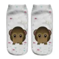 Calzini corti stampa scimmia 3D unisex traspiranti cotone simpatici divertenti caviglia - Taglia unica / A1133 (Scimmia che Copre la Bocca)