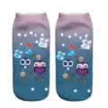 3D printed cute owl pattern gradient ankle socks fashion casual short socks for women - One Size / A350