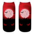 Halloween 3D Print Socks Red Moon Bat Graveyard Short Ankle Socks for Men and Women - One Size / A1000