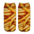 Calzini corti divertenti con stampa 3D di patatine fritte per uomo e donna, calzini casual. - Taglia unica / Patatine Fritte (A039)
