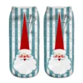 Christmas 3D print short socks retro Santa Claus pattern cute blue striped low cut socks detail view - One Size / A138 (Stripe Santa Claus)