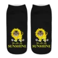 Cute 3D printed short socks with sunflower cat cartoon design, comfortable daily fabric style. - One Size / A475