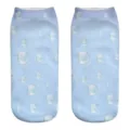 Chaussettes courtes imprimées bulles bleues, chaussettes unisexes 3D imprimées pour tous les jours. - A678