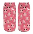 Unisex 3D geprinte cartoon varken patroon korte sokken, comfortabele casual novelty kousen. - Eén maat / A1086