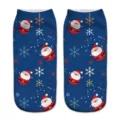 Christmas printed women ankle socks featuring cute Santa Claus and snowflake patterns for winter. - One Size / A135 (Blue Santa Claus)