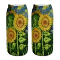 Sunflower 3D printed art short socks women breathable ankle socks fashion design casual wear - One Size / A470
