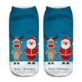 Women Christmas 3D Printed Short Socks Cute Santa Claus Reindeer Festive Casual Ankle Socks - One Size / A131 (Santa and Reindeer)