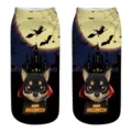 Detailansicht von Halloween 3D-Socken mit süßer Vampir-Katze und Gruselnacht-Design. - Einheitsgröße / A998