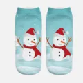 Cute Christmas snowman 3D print winter socks detail, soft fabric festive design short boat socks. - One Size / A1078