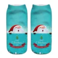 Close-up of Christmas 3D printed short socks featuring cute Santa and holiday text details. - One Size / A128 (Santa Wishes)