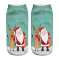 Detailed close-up of winter Christmas 3D printed socks with cute Santa Claus and reindeer. - One Size / A1234