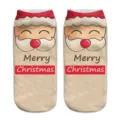 Calzini corti stampati 3D di Natale, simpatici calzini in cotone con Babbo Natale per donne. - Taglia unica / A126 (Babbo Natale)