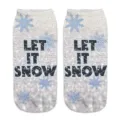 Calzini corti invernali da donna stampati in 3D con grazioso motivo a fiocco di neve. - Taglia unica / Fiocco di Neve (A271)