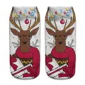 Cute Christmas deer 3D printed winter socks festive holiday gift pattern ankle socks - One Size / Christmas Deer Lights (A281)