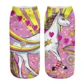 Cute 3D printed unicorn socks for women colorful cartoon rainbow pattern casual short socks - One Size / A086 (Colorful Unicorn)