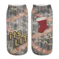 Winter Christmas 3D printed cute socks with festive lights and holiday stocking details. - One Size / Christmas Wood Grain (A279)