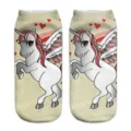 Cute 3D unicorn print short socks for women, fun cartoon ankle socks, daily wear. - One Size / A355