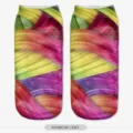 Calzini corti stampati 3D linee arcobaleno, calzette fantasia astratta colorata moda. - Taglia unica / A991