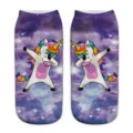 Calzini corti divertenti stampati in 3D unicorno con sfondo di galassia colorata per tutti i giorni. - Taglia unica / A1024 (Unicorno Stellato)