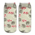 Calzini corti 3D con stampa riccio carino stile harajuku casual calzini di cotone da donna dettaglio - Taglia unica / riccio