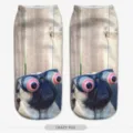 Funny 3D pug dog print short socks for women, cute novelty casual novelty ankle socks. - One Size / A1008