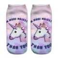 Calcetines cortos de unicornio con estampado 3D para mujer, calcetines divertidos. - Talla única / A359