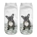Cute French Bulldog 3D Print Short Socks Funny Dollar Pattern Casual Ankle Socks Women - One Size / A800