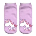 Lindos calcetines cortos de mujer con estampado 3D de unicornio, estilo divertido. - Talla única / A360