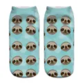 Nahaufnahme von 3D-gedruckten süßen Faultier Mustern Socken, bequeme Alltagsdetails. - Einheitsgröße / A325