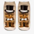 Novelty 3D printed cute dog funny short socks for women, fun animal pattern ankle socks. - One Size / A792