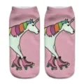 Cute 3D printed unicorn roller skate pattern short socks for women and girls daily wear. - One Size / A351