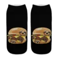 Lustige 3D Faultier Burger Druck Socken, kreative schwarze Neuheit Bootssocken Alltag. - Einheitsgröße / A330